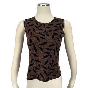 Jaipur Small NWT Copper Top Sleeveless Floral Metallic Gold